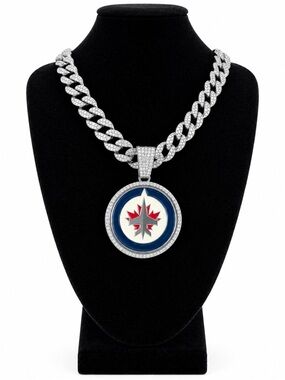Iced out Winnipeg Jets Pendant with Necklace